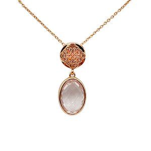 Sterling Silver Rose Quartzes Necklace